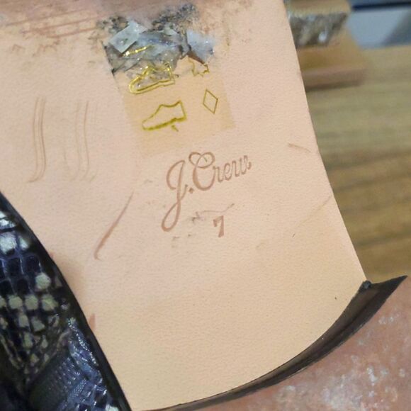 J Crew Women's Multi-Buckle Snake-Embossed Leather Moto Biker Boots Sz 7 - Picture 11 of 11